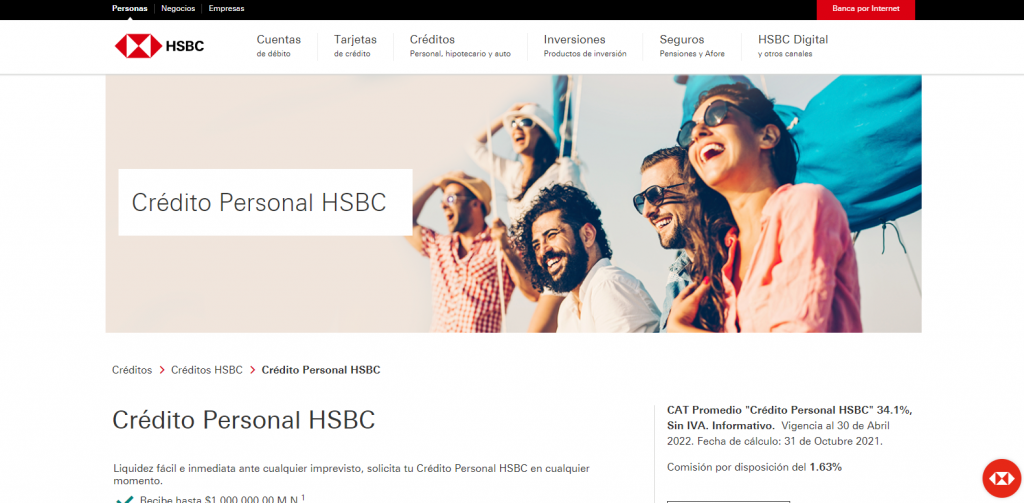 Comienza tu solicitud visitando el sitio Web del crédito personal HSBC