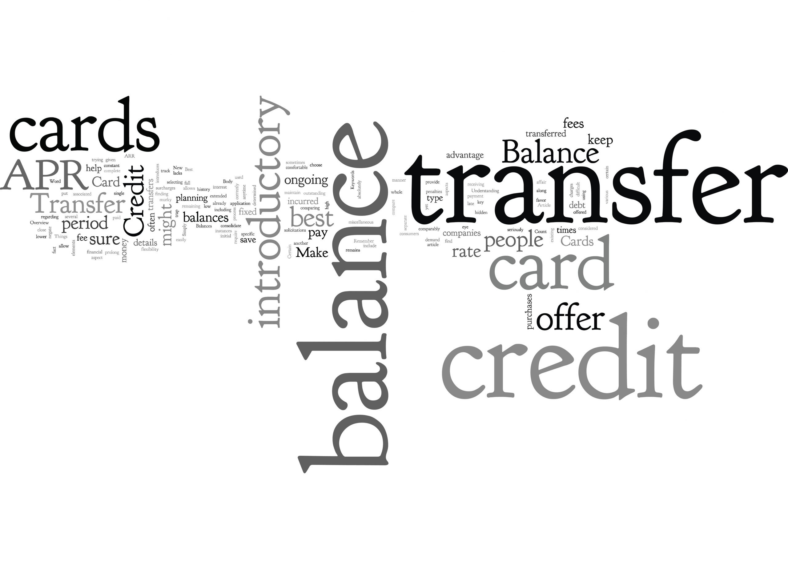 Balance Transfer Credit Cards concept, finance words on white background