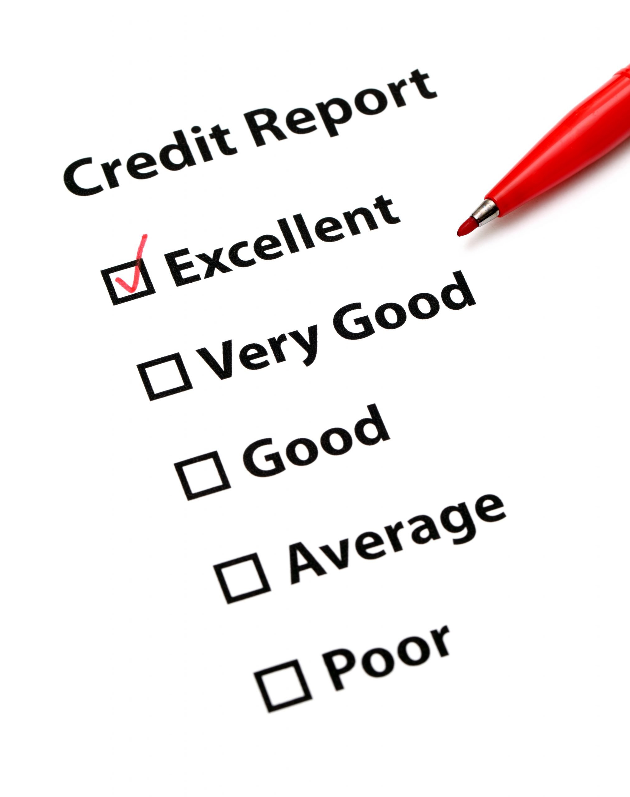 Credit report, excellent score