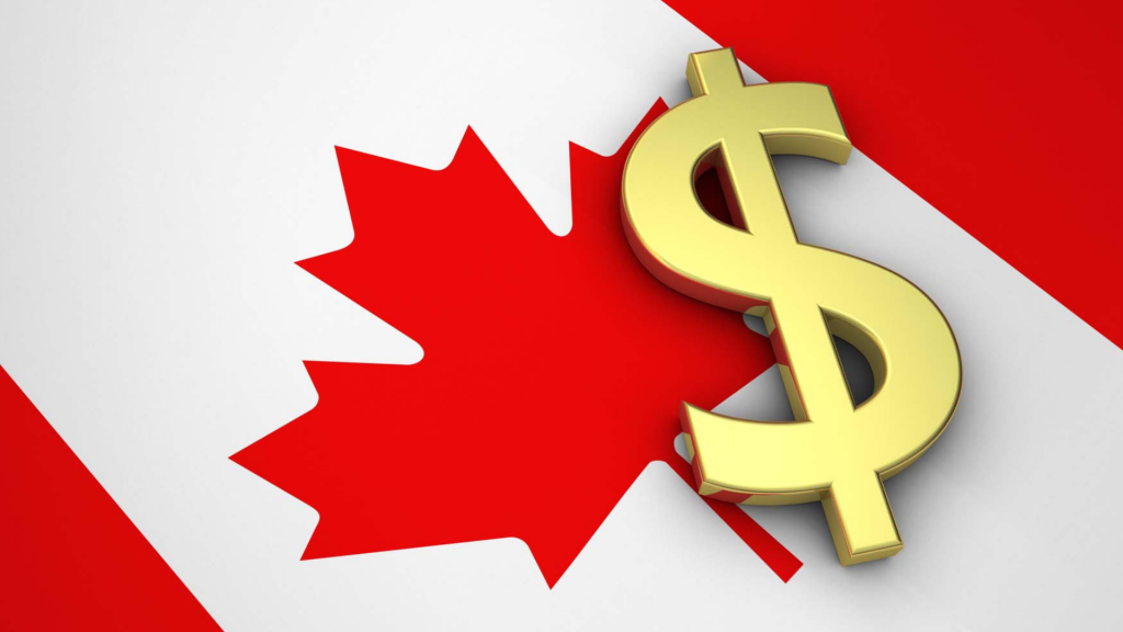 Canadian flag with dollar sign