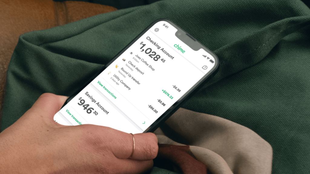 smartphone with Chime app on the screen