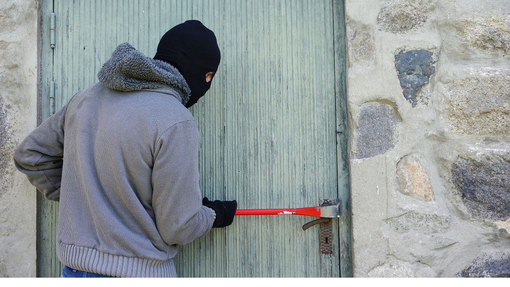 Thief trying to break down door