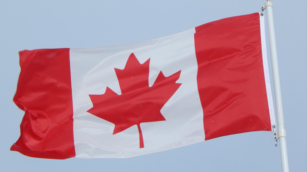 Canadian flag hoisted