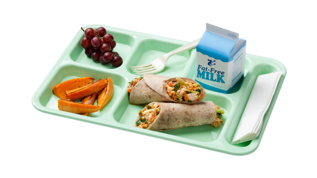 School meal put on a tray (Free school meals)