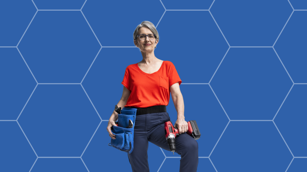Woman with tools to fix house (Avant personal loan)
