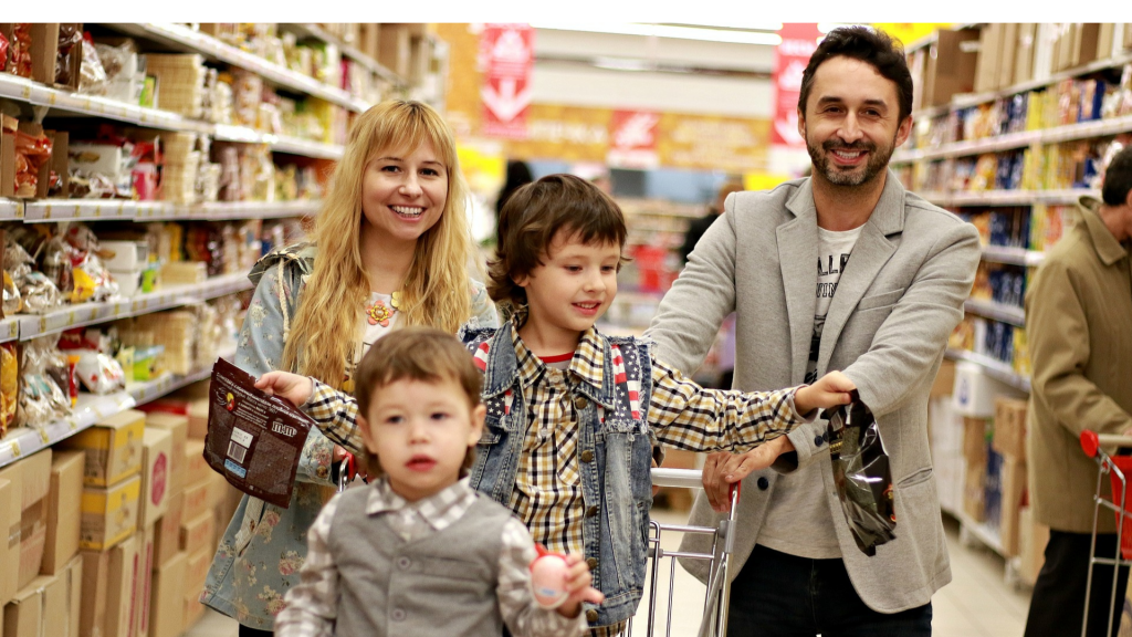 family shopping in a supermarket