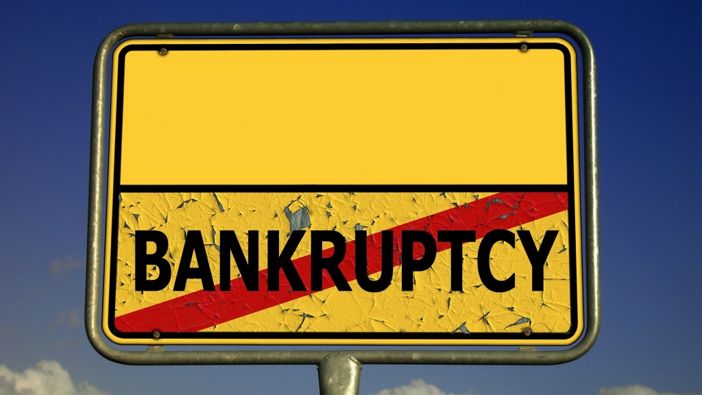 sign that says "bankruptcy"