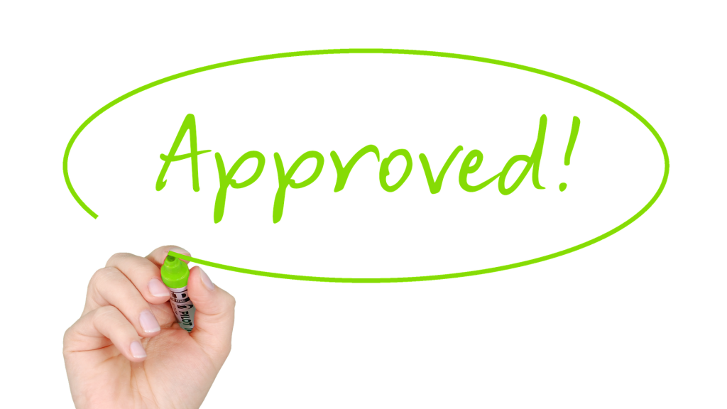 Hand writes "Approved!" with a green brush (apply Honest Loans).