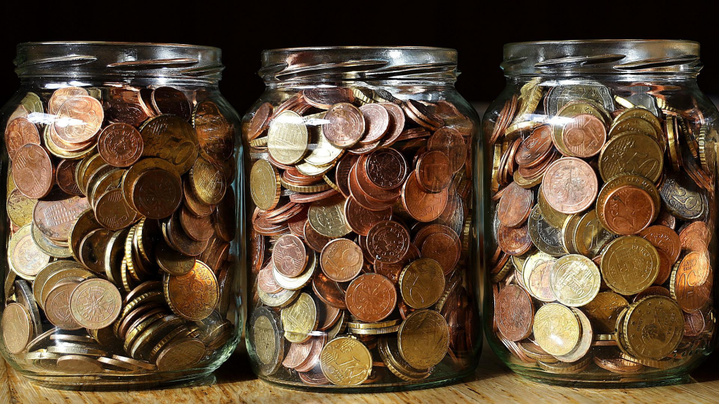 pots full of coins (savings/money)