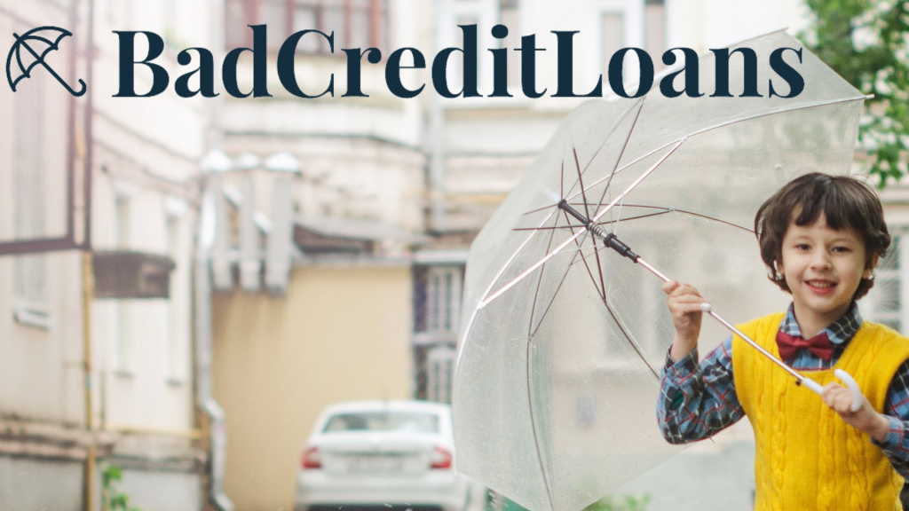 kid with umbrella (apply BadCreditLoans.com)