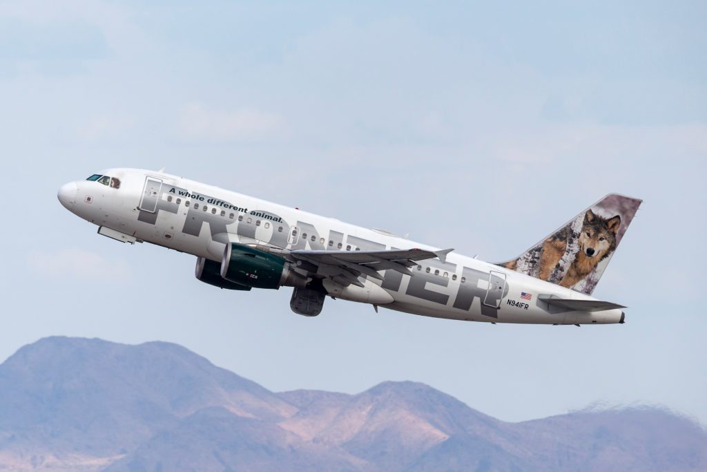 Las Vegas, Nevada, USA - May 8, 2013: Frontier Airlines Airbus A