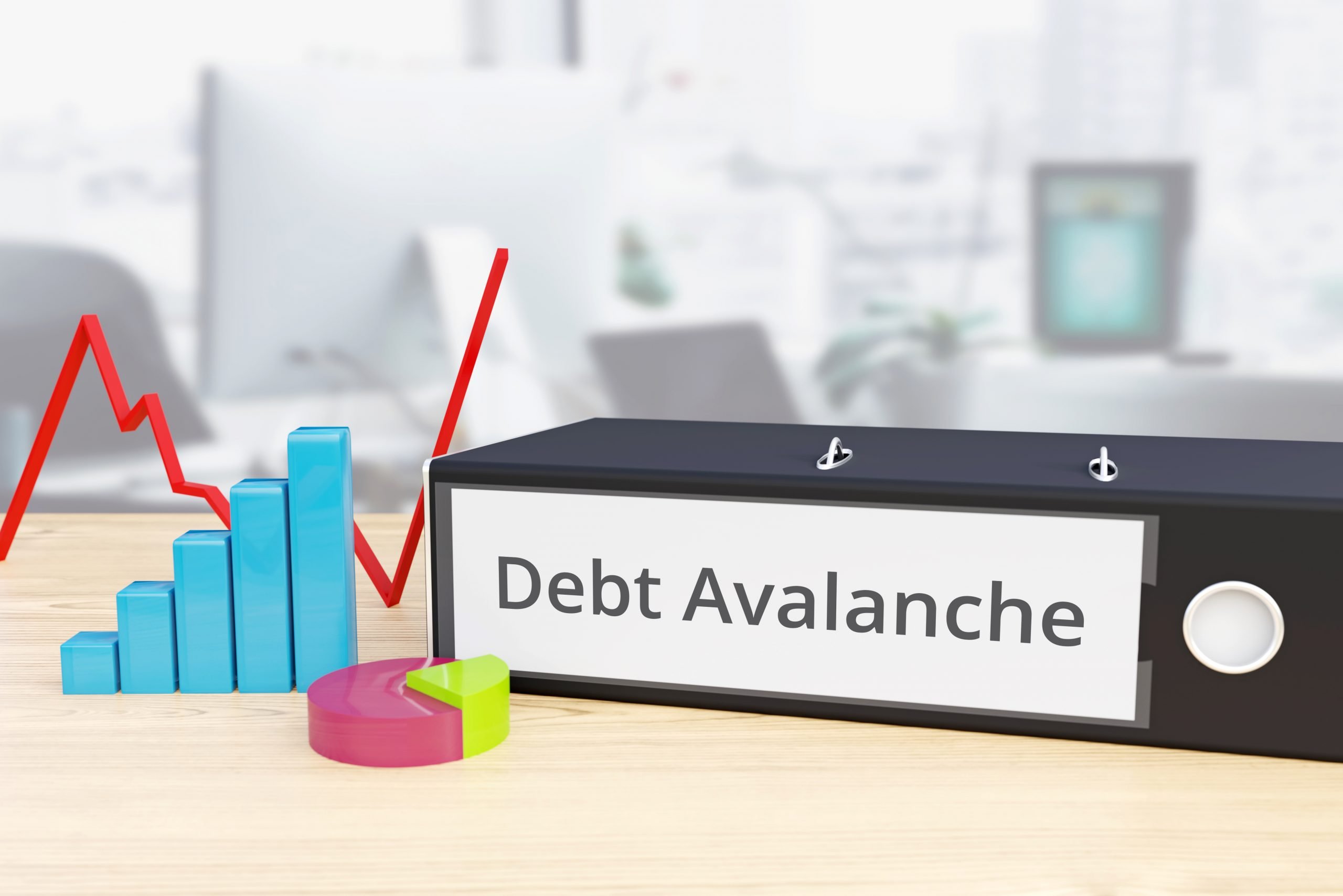 Debt Avalanche - Finance/Economy. Folder on desk with label besi