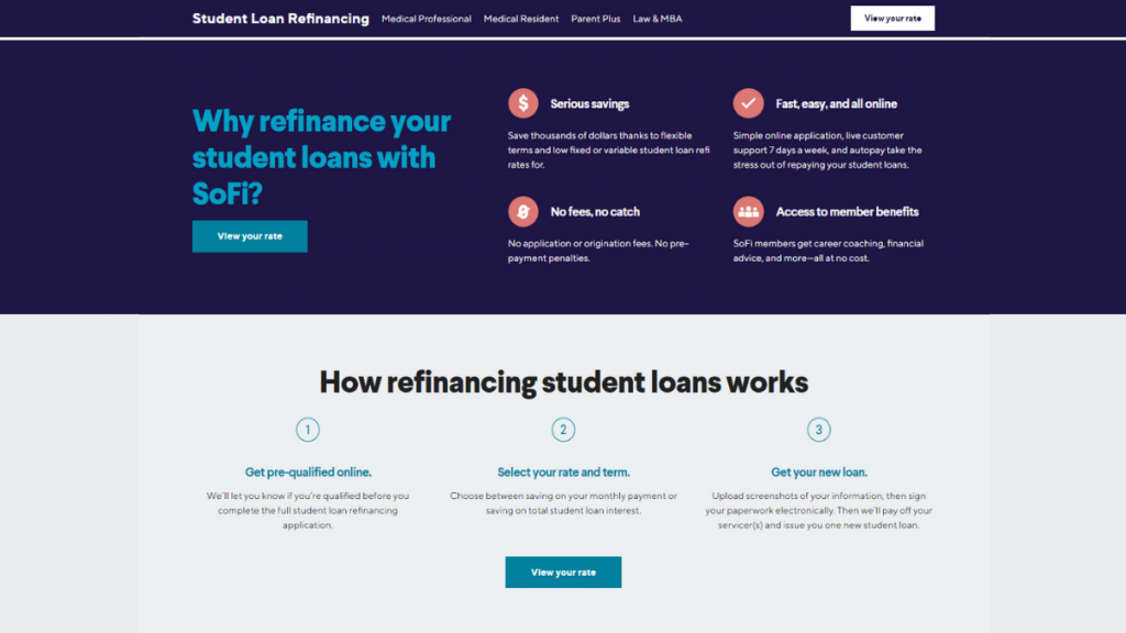 SoFi Student Loan Refinance page