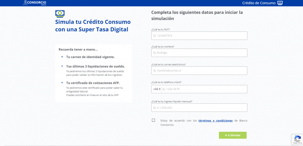 Completa la solicitud de tu Crédito de Consumo Consorcio, 100% en línea